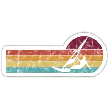 Surfen Windsurfer Windsurfen Windsurfing Retro - Sticker Größe S (10 x 10 cm) - Mattweiß - Vorne