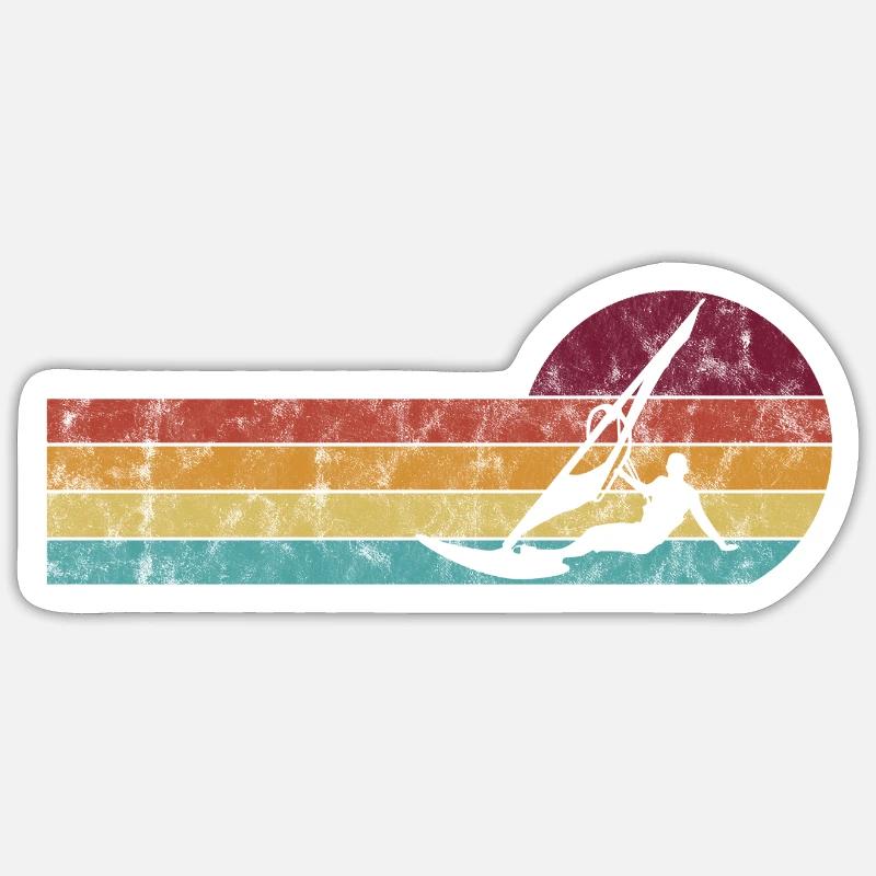 Surfen Windsurfer Windsurfen Windsurfing Retro - Sticker Größe S (10 x 10 cm) - Mattweiß