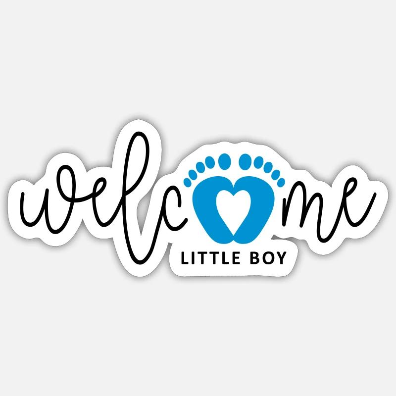Baby Junge ist geboren. Geburtskarten. - Sticker Größe S (10 x 10 cm) - Mattweiß