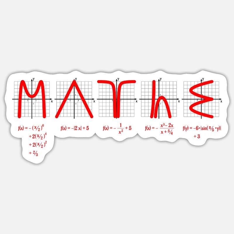 Math with functions red - Sticker size S (10 x 10 cm) - white matte