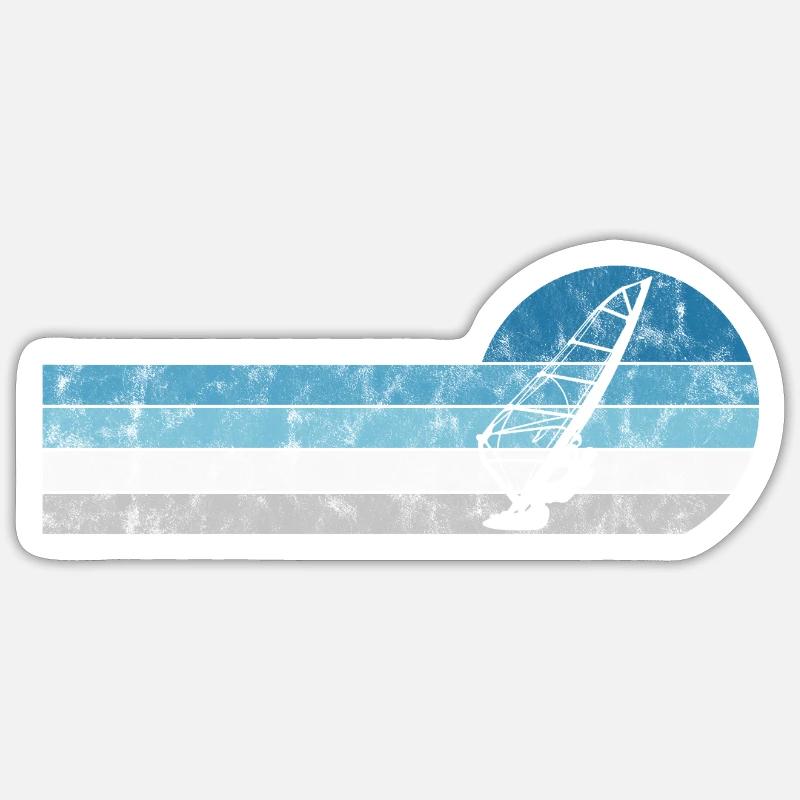 Windsurffer Surf sur Windsurf Retro - Sticker taille S (10 x 10 cm) - blanc mat