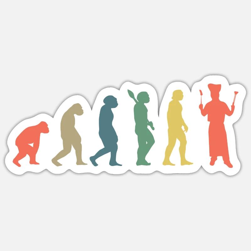 Koch Evolution Kochen Küchenchef Gastronomie Chefk Sticker Größe S (10 x 10 cm)