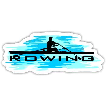 Rudern, Ruderer und Wasser - Sticker Größe S (10 x 10 cm) - Mattweiß - Vorne