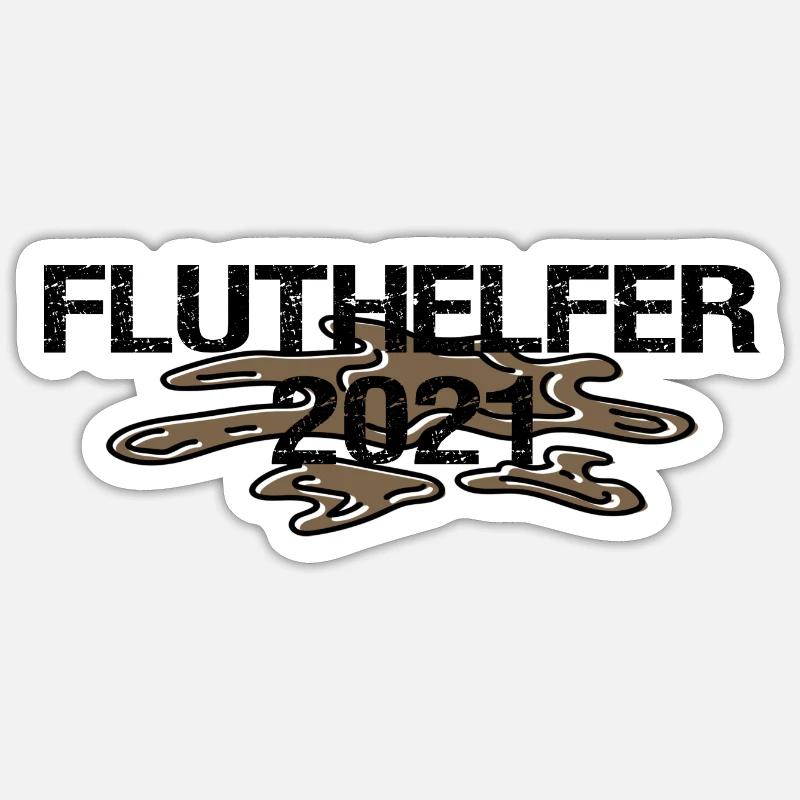 Fluthilfe | Flut Helfer Hochwasser Eimerkette Held - Sticker Größe S (10 x 10 cm) - Mattweiß