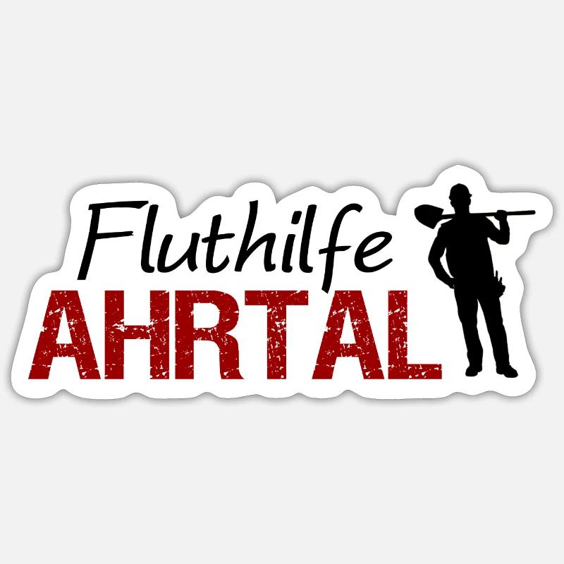 Fluthilfe Ahrtal Flut Helfer Hochwasser Eimerkette - Sticker Größe S (10 x 10 cm) - Mattweiß