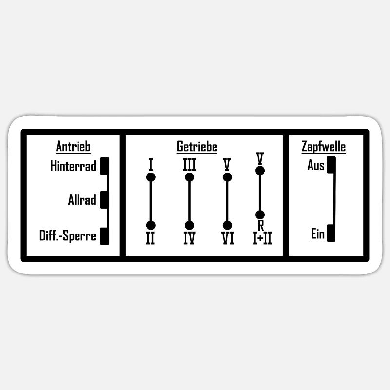 Schaltbild - Offroad - Unimog - Oldtimer Sticker Größe S (10 x 10 cm)