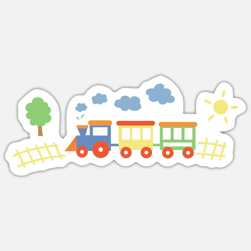 Train With Wagons - Sticker size S (10 x 10 cm) - white matte