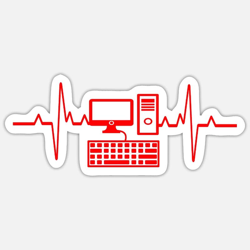 Heartbeat PC Gamer Programmeur informatique Sticker taille S (10 x 10 cm)