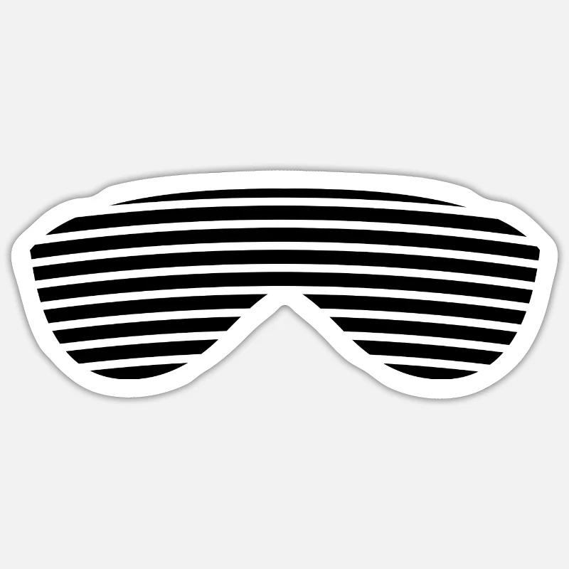 Brille schwarz gestreift - Sticker Größe S (10 x 10 cm) - Mattweiß