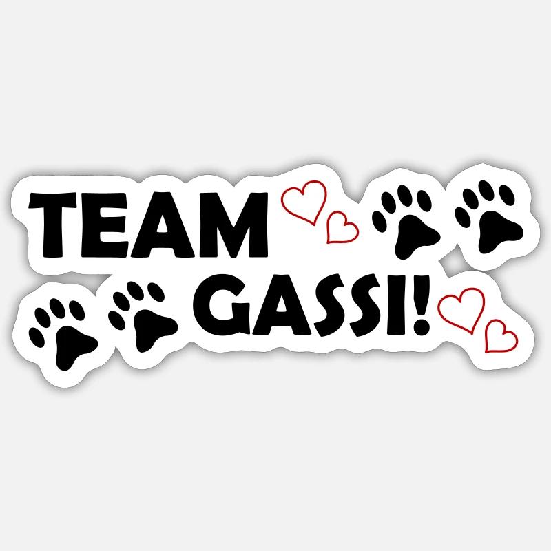 Team Gassi - Sticker Größe S (10 x 10 cm) - Mattweiß