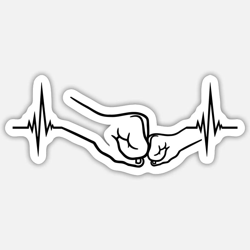 Puls Kind Fäuste - Sticker Größe S (10 x 10 cm) - Mattweiß