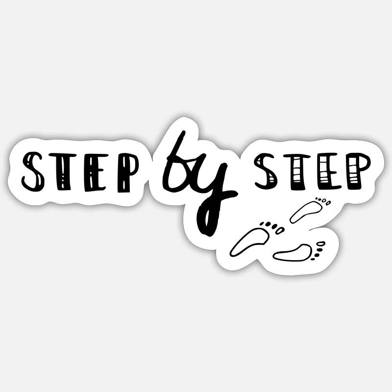 step by step - Sticker Größe S (10 x 10 cm) - Mattweiß