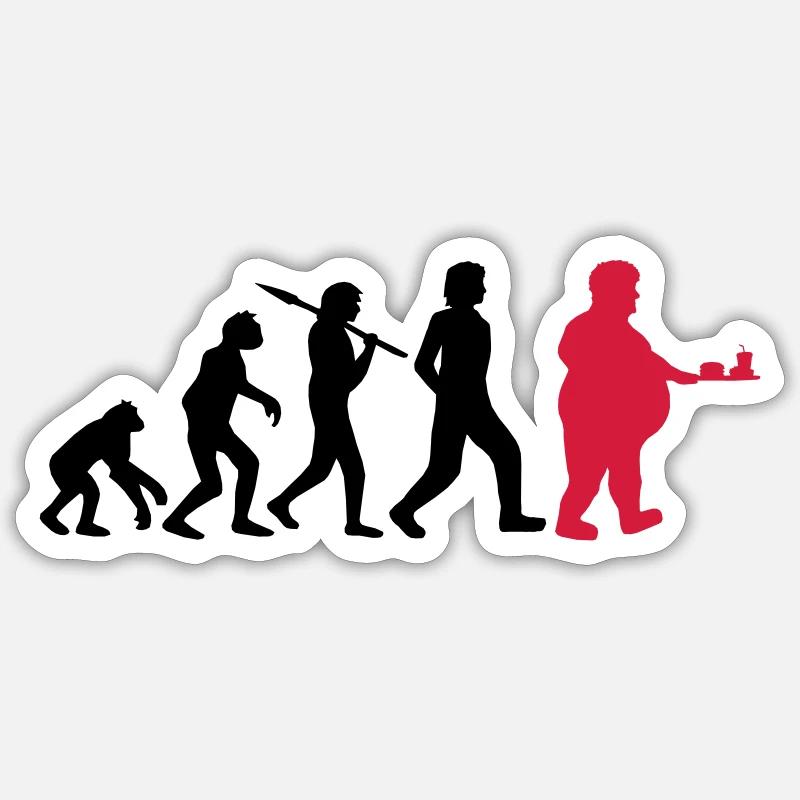 Fast Food Evolution - Sticker Größe S (10 x 10 cm) - Mattweiß