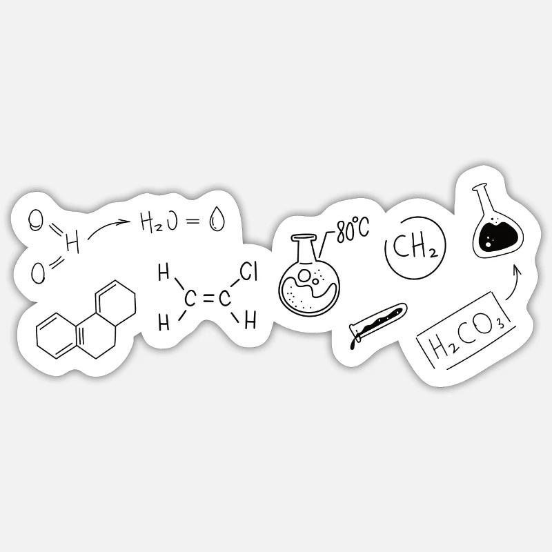 Chimie Formule structurale - Sticker taille S (10 x 10 cm) - blanc mat