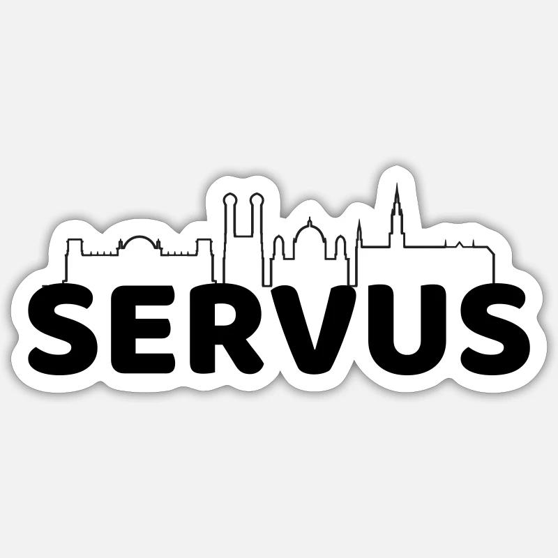 SERVUS - Sticker Größe S (10 x 10 cm) - Mattweiß