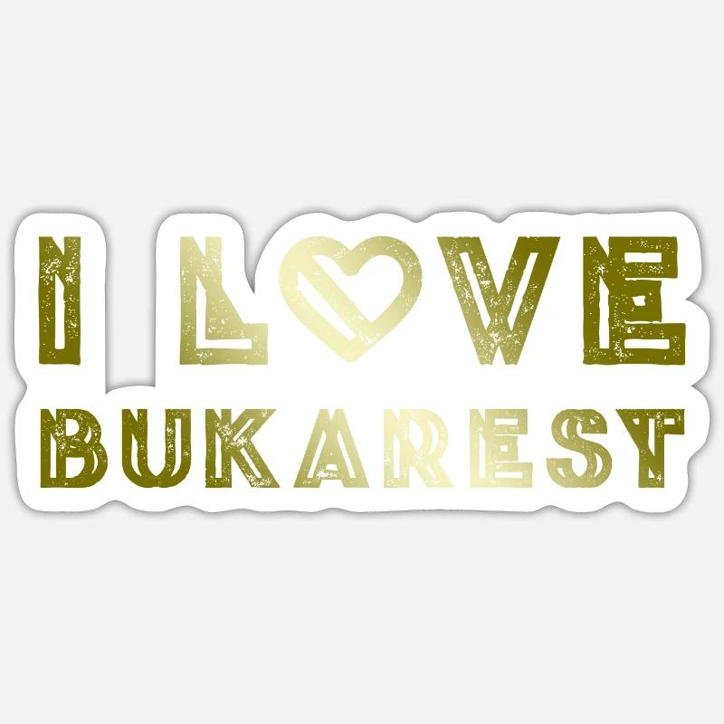 J’aime Bucarest - Sticker taille S (10 x 10 cm) - blanc mat