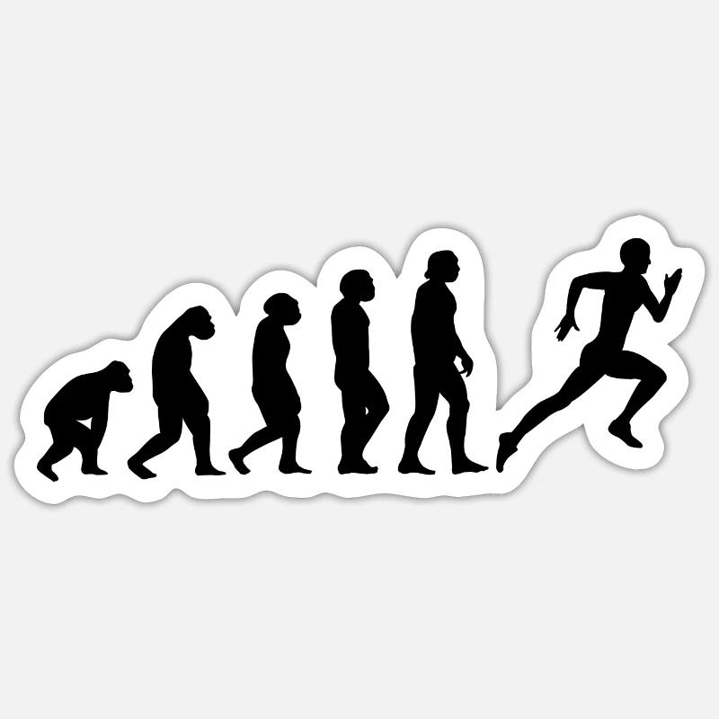 Évolution et course à pied - (2) - Sticker taille S (10 x 10 cm) - blanc mat
