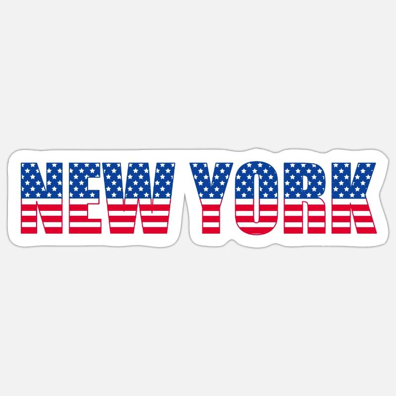 DRAPEAU DE NEW YORK - Sticker taille S (10 x 10 cm) - blanc mat