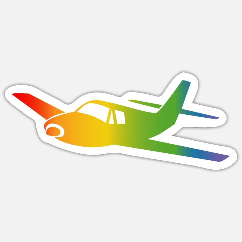 Cours d’arc-en-ciel d’avion - Sticker taille S (10 x 10 cm) - blanc mat