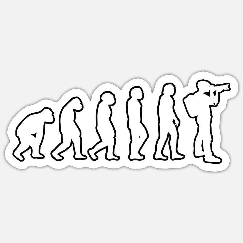 Photographers Evolution Camera Photography Funny - Sticker size S (10 x 10 cm) - white matte