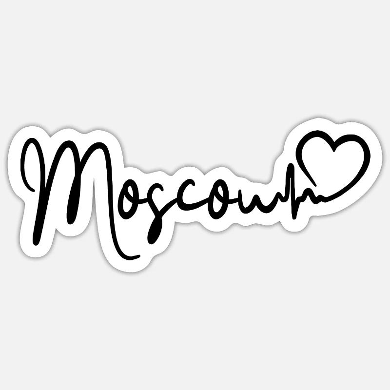 Moscou Heartbeat Russie Moscou - Sticker taille S (10 x 10 cm) - blanc mat