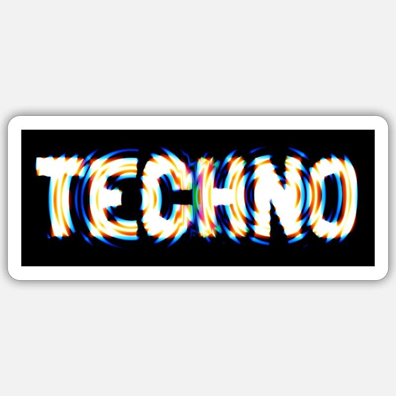 Techno - Sticker formato S (10 x 10 cm) - bianco opaco