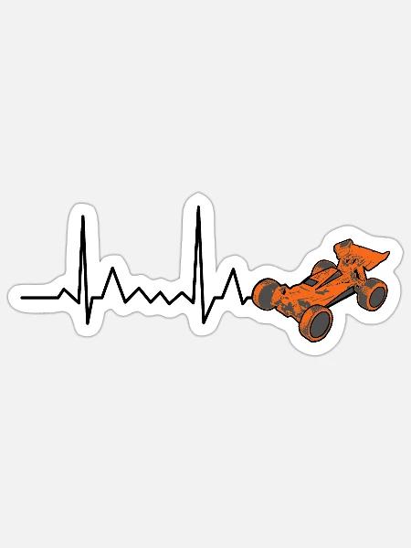 RC Car Herzschlag EKG - Sticker Größe S (10 x 10 cm) - Mattweiß