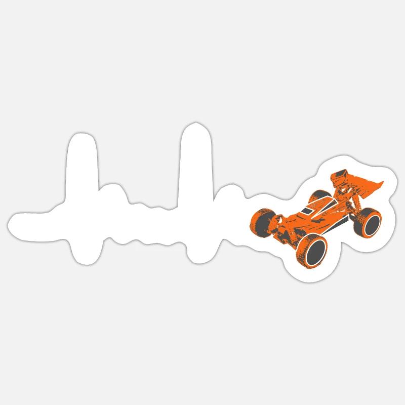 RC Car Herzschlag EKG - Sticker Größe S (10 x 10 cm) - Mattweiß