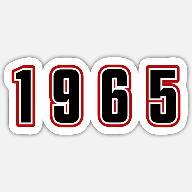1965 Année Numéro - Sticker taille S (10 x 10 cm) - blanc mat
