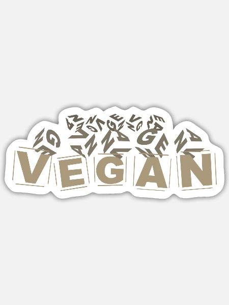 "V-E-G-A-N" Buchstabenwürfel hellbraun - Sticker Größe S (10 x 10 cm) - Mattweiß