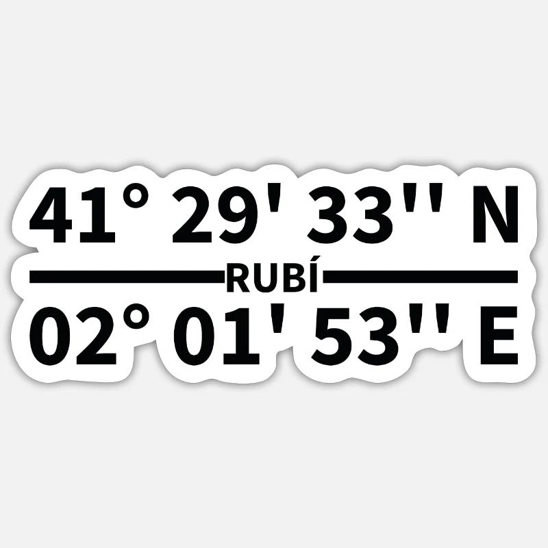 Rubí coordinates - Sticker size S (10 x 10 cm) - white matte