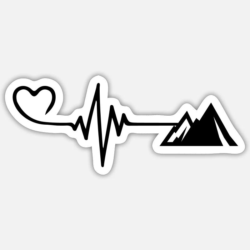 Mountains Pulse Love - Sticker size S (10 x 10 cm) - white matte