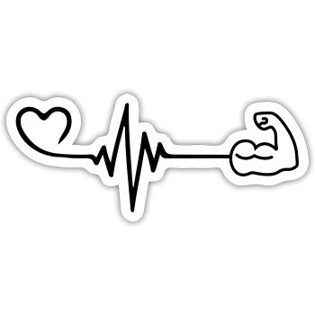 Muscle dumbbell heartbeat - Sticker size S (10 x 10 cm) - white matte - Front
