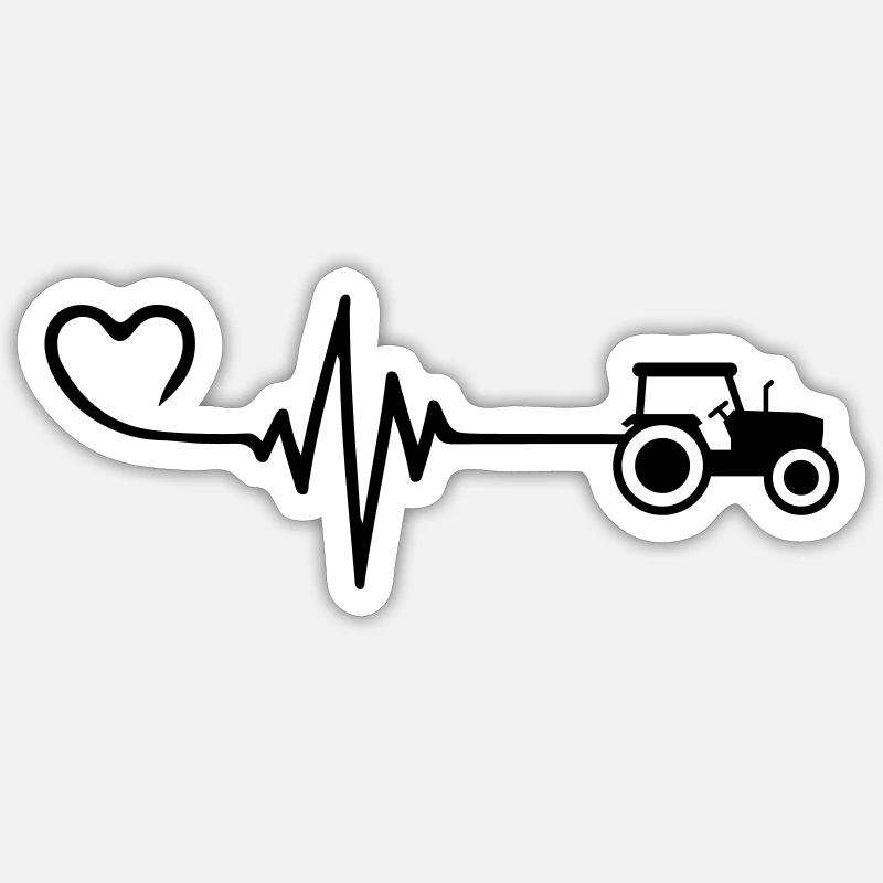 Tractor Pulse Heart Love - Sticker size S (10 x 10 cm) - white matte