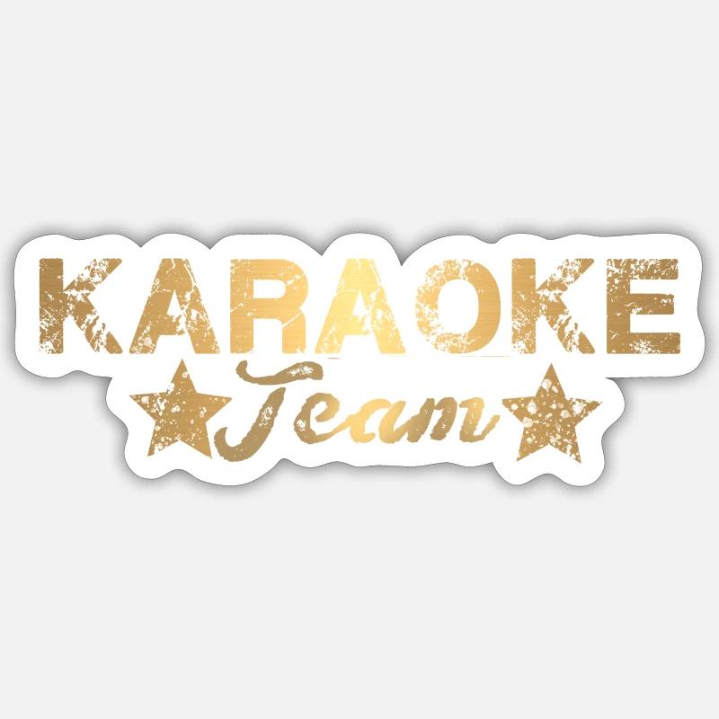 Équipe de karaoké,Karaoké,Star,Star,Star,Gold - Sticker taille S (10 x 10 cm) - blanc mat