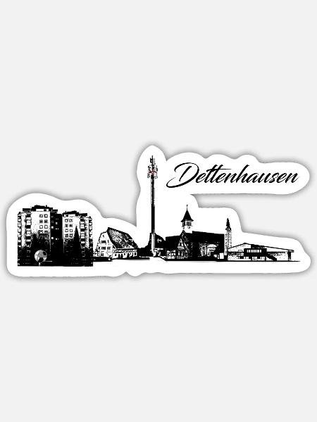 Skyline Dettenhausen - Sticker Größe S (10 x 10 cm) - Mattweiß