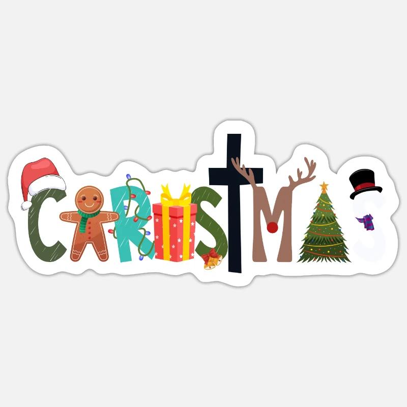 Noël moche - Sticker taille S (10 x 10 cm) - blanc mat