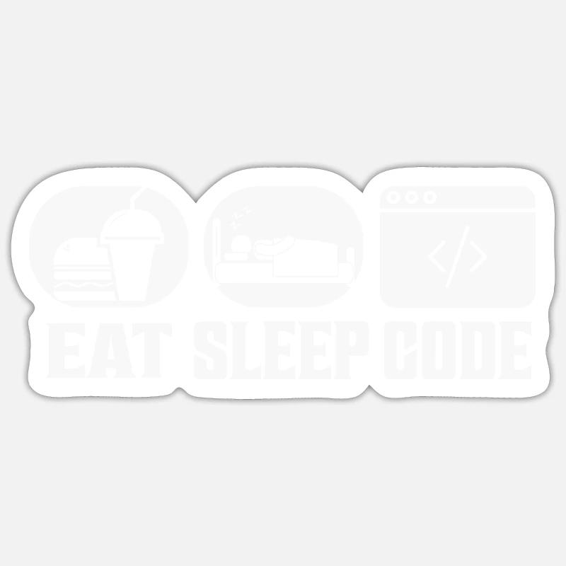 Codage logiciel Eat Sleep Code - Sticker taille S (10 x 10 cm) - blanc mat