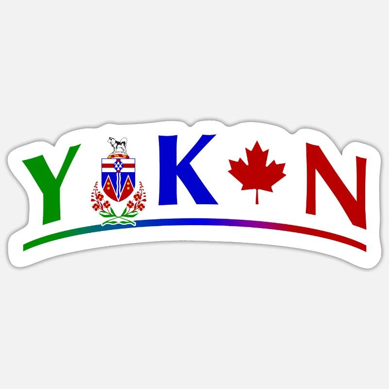 État du Yukon avec drapeau - Sticker taille S (10 x 10 cm) - blanc mat