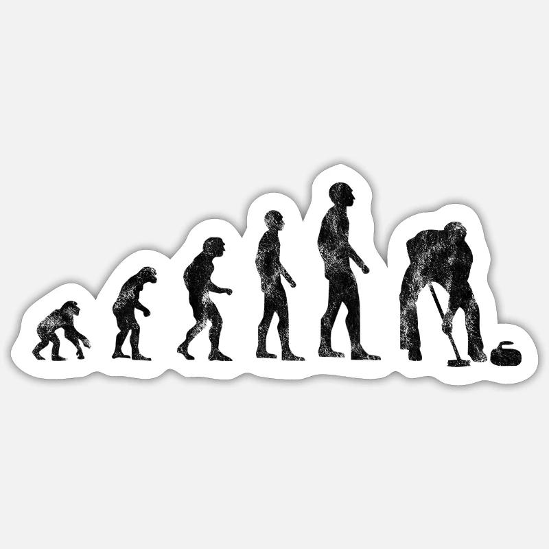 Eis Curling Curler Eisstockschießen Evolution Sticker Größe S (10 x 10 cm)
