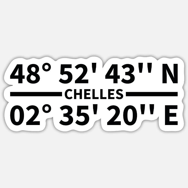 Coordonnées de Chelles - Sticker taille S (10 x 10 cm) - blanc mat