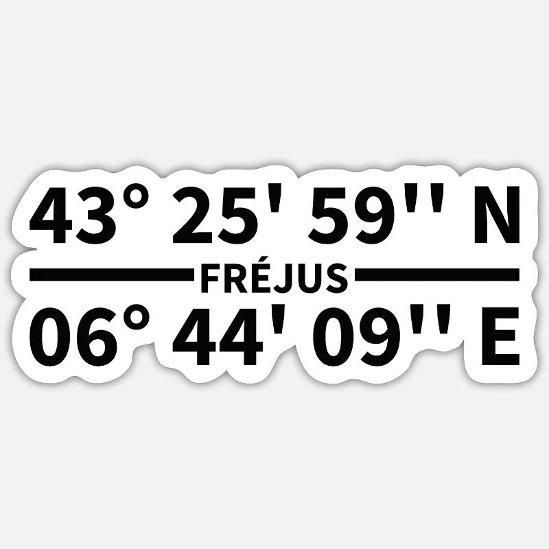 Coordonnées de Fréjus - Sticker taille S (10 x 10 cm) - blanc mat