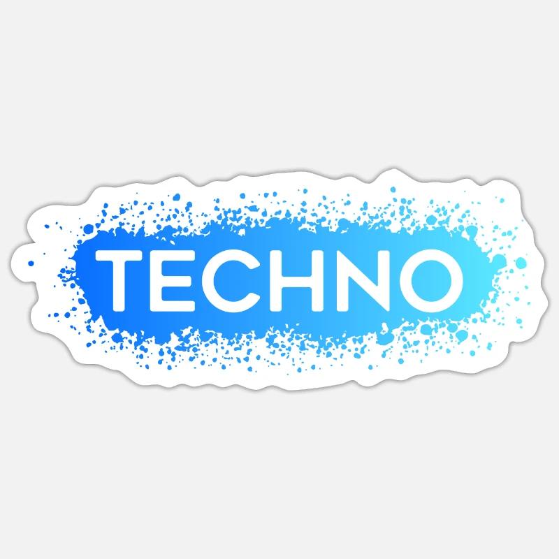 Techno Techno Blue Splat Sticker Größe S (10 x 10 cm)