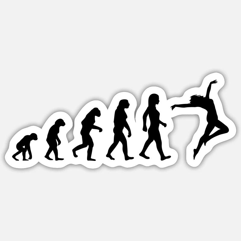 Evolution Femme Danse - Sticker taille S (10 x 10 cm) - blanc mat