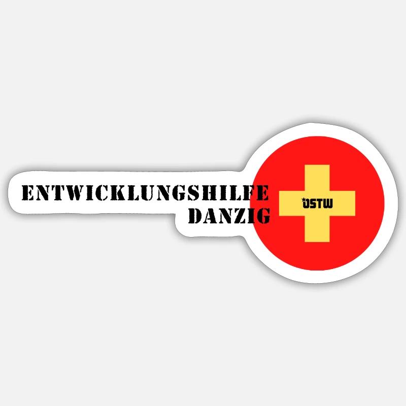Danzig Entwicklungshilfe - Sticker Größe S (10 x 10 cm) - Mattweiß