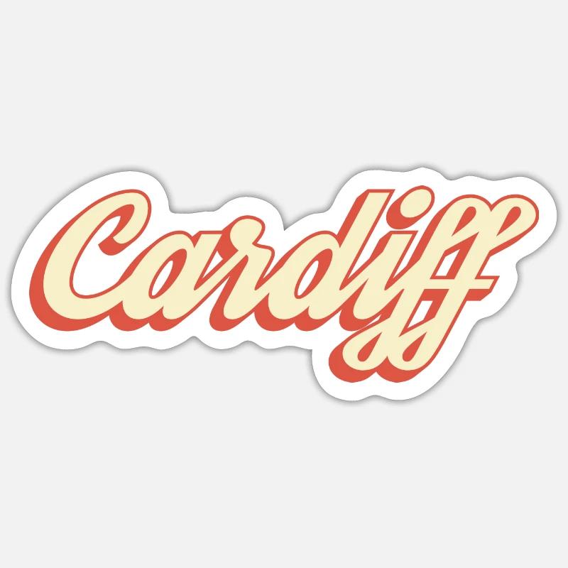 Cardiff Retro Script Logo - Sticker size S (10 x 10 cm) - white matte
