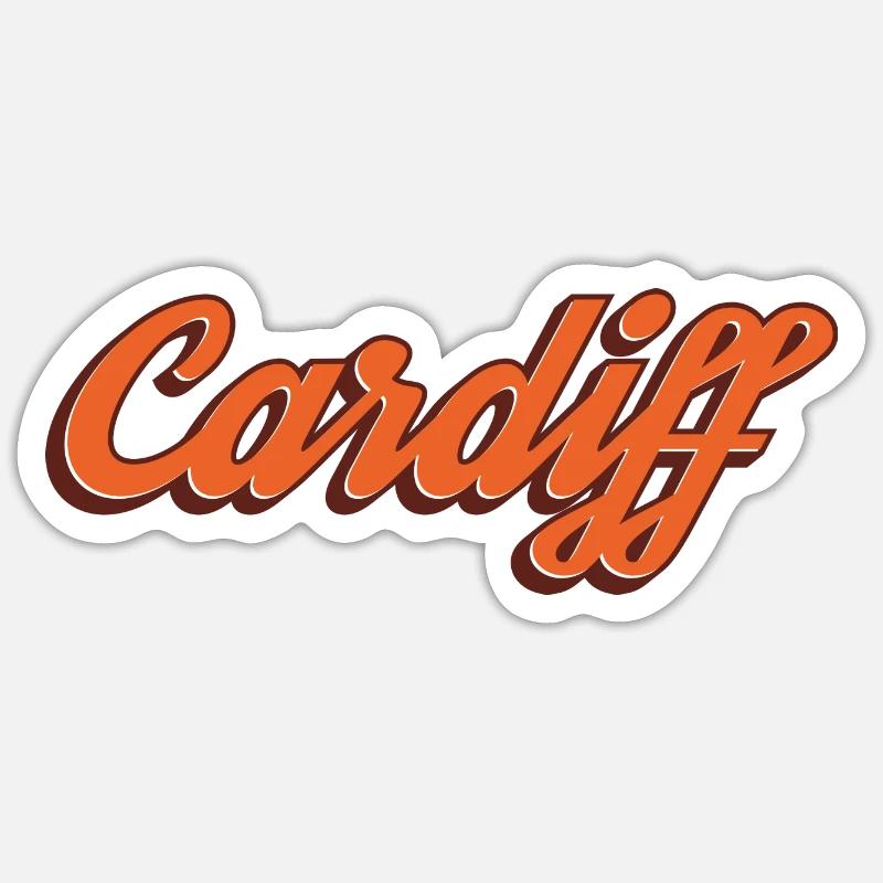 Cardiff Script Orange - Sticker Größe S (10 x 10 cm) - Mattweiß