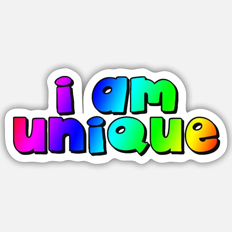 I AM UNIQUE Ich bin einzigartig / rainbow - Sticker Größe S (10 x 10 cm) - Mattweiß