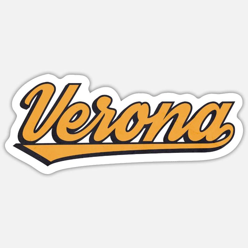 Verona Retro Script Logo - Sticker size S (10 x 10 cm) - white matte