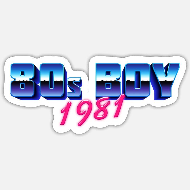 80's Boy 1981, Geburtsshirt - Sticker Größe S (10 x 10 cm) - Mattweiß